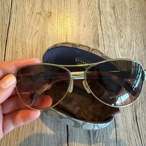 Coach Gold Aviator Sunglasses with Case
